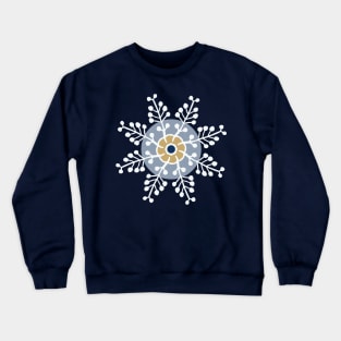 White snowflakes on prussian blue seamless repeat pattern Crewneck Sweatshirt